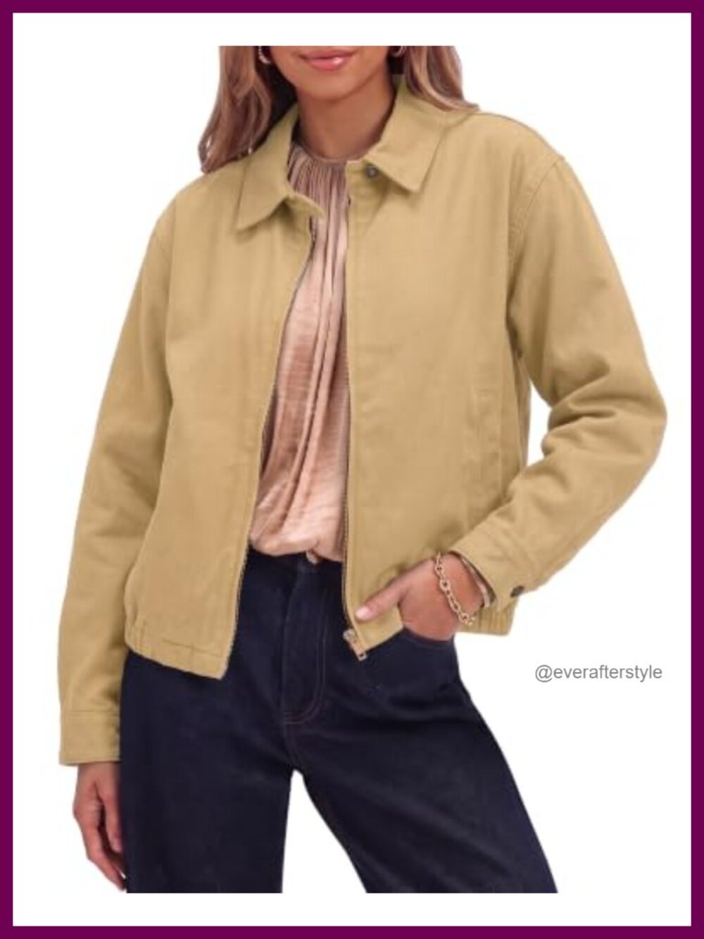 Oversized Denim Bomber Jacket Women Zip Up Cropped Jean Jacket